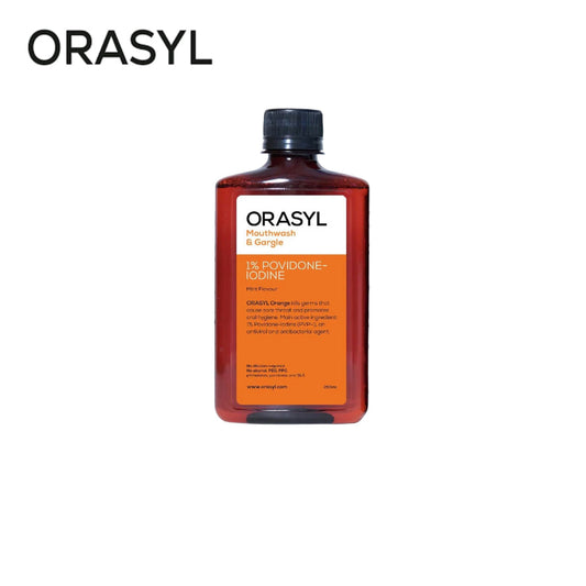 (500ml/250ml) ORASYL Orange Povidone-Iodine Antiseptic Mouth Gargle - Improve Oral Hygiene, Alcohol-Free