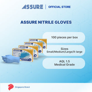 [Bundle of 3] ASSURE Soft Nitrile Gloves Lite Powder-Free Blue 100 Pce/Box