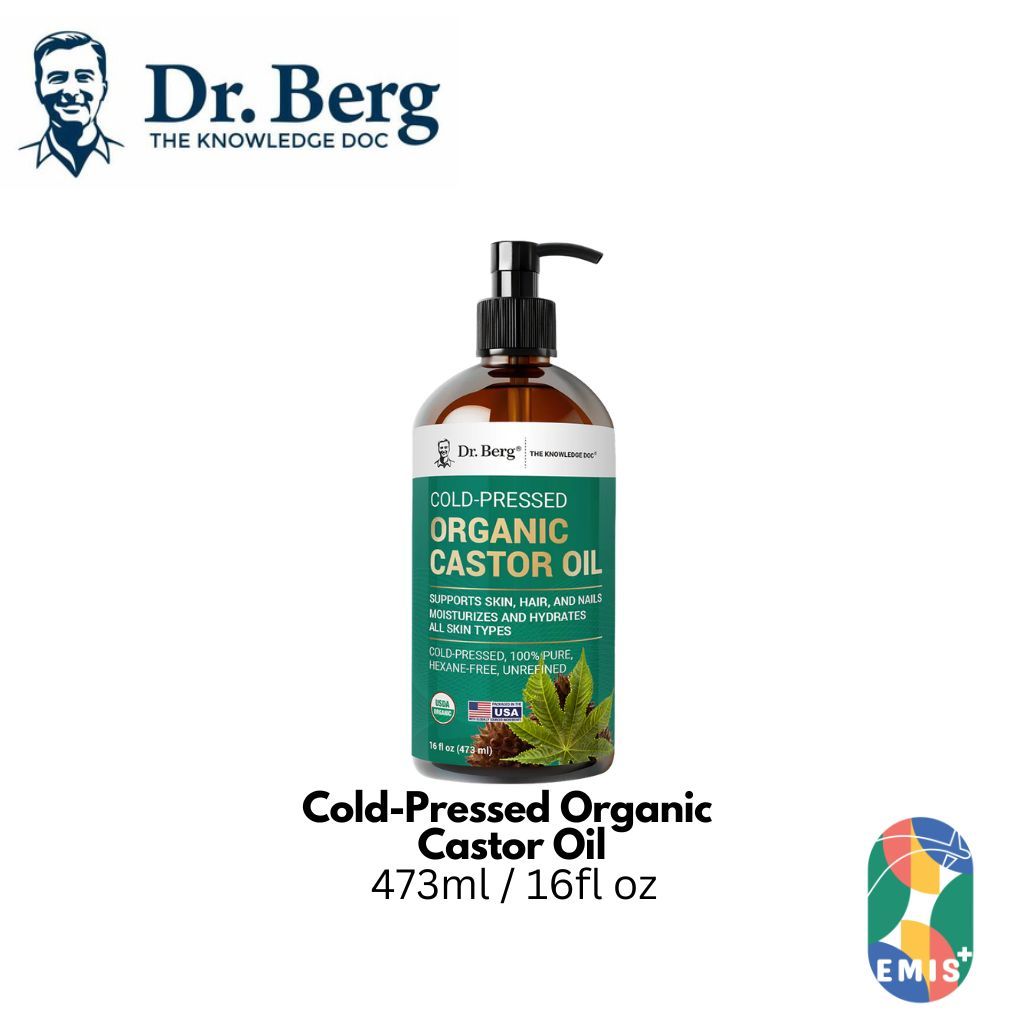 [473ml] Dr. Berg Organic Castor Oil | Cold-Pressed & Hexane-Free Skin & Hair Care | EMIS+