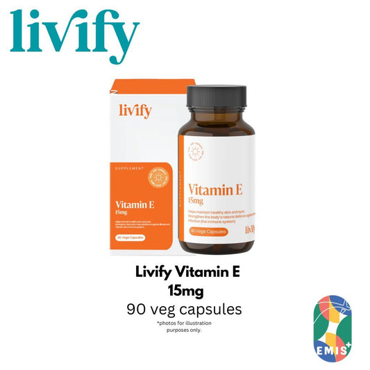 [90 Capsules] Livify Vitamin E 15mg Antioxidant Support, Eye Health , Heart Support EMIS+
