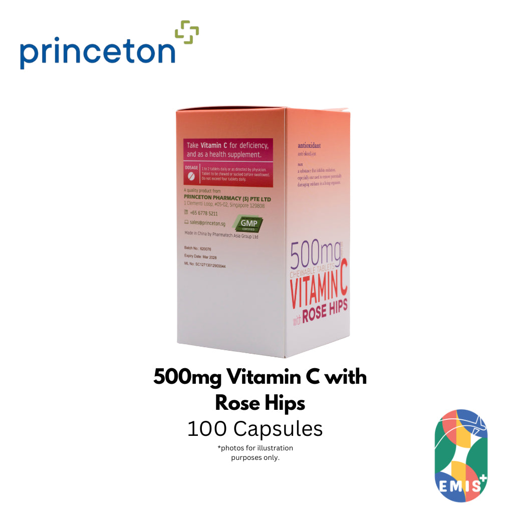 [100 Capsules] 500mg Vitamin C with Rose hips Immune Support & Antioxidant