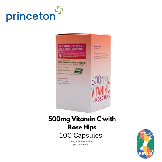 [100 Capsules] 500mg Vitamin C with Rose hips Immune Support & Antioxidant