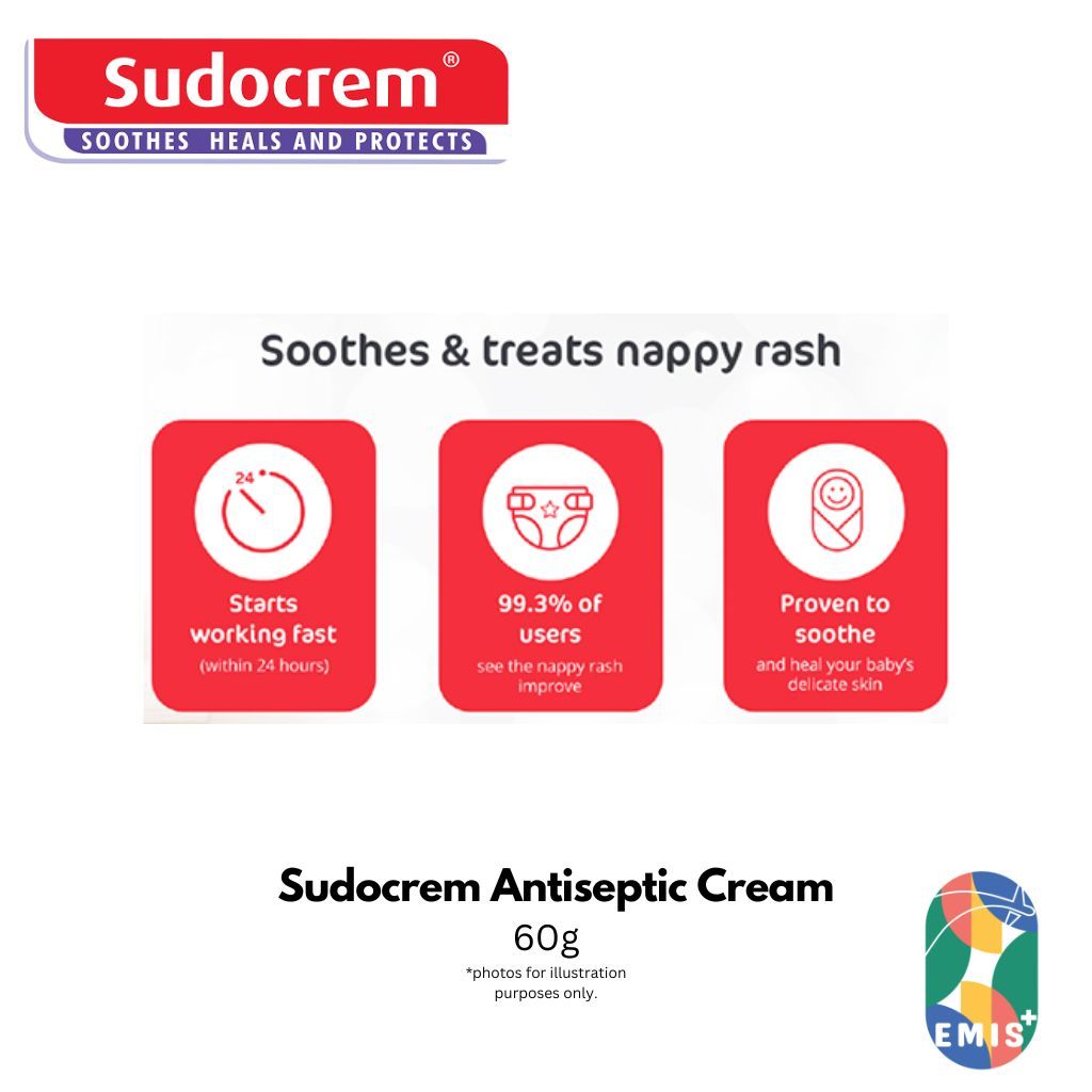 Sudocrem Antiseptic Healing Cream 60g | Nappy Rash | Eczema & Acne Relief | Baby Safe EMIS+