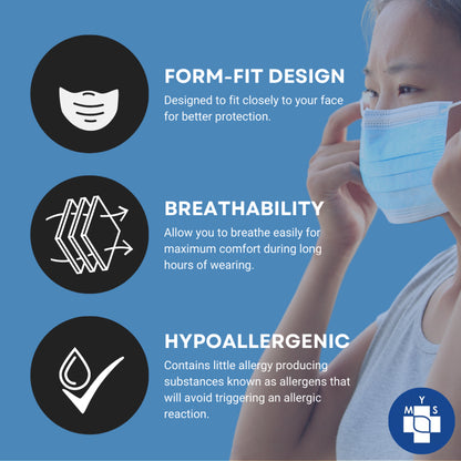 [Bundle of 3] ASSURE Black Surgical Face Mask 3-Ply With Ear- Loop, 50'S/Box