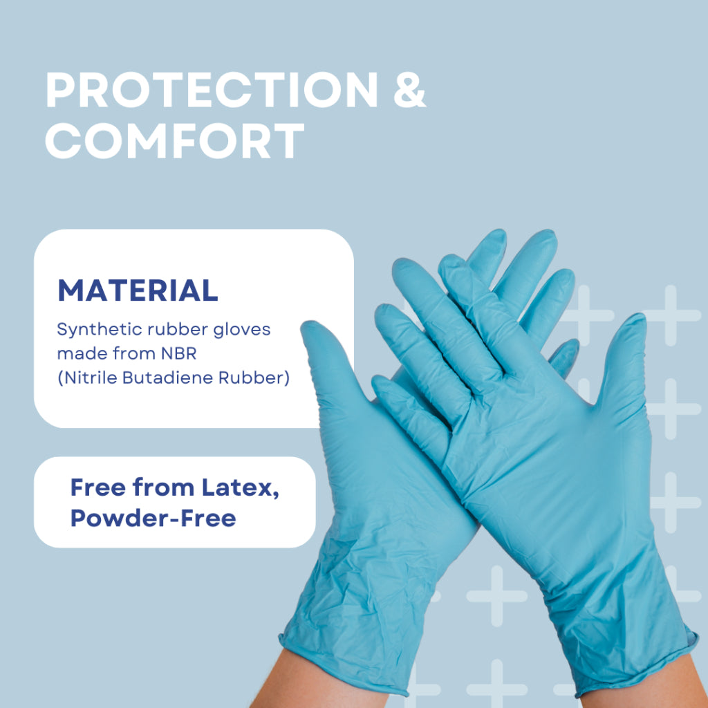 [Bundle of 3] ASSURE Soft Nitrile Gloves Powder-Free Blue 100 Pce/Box