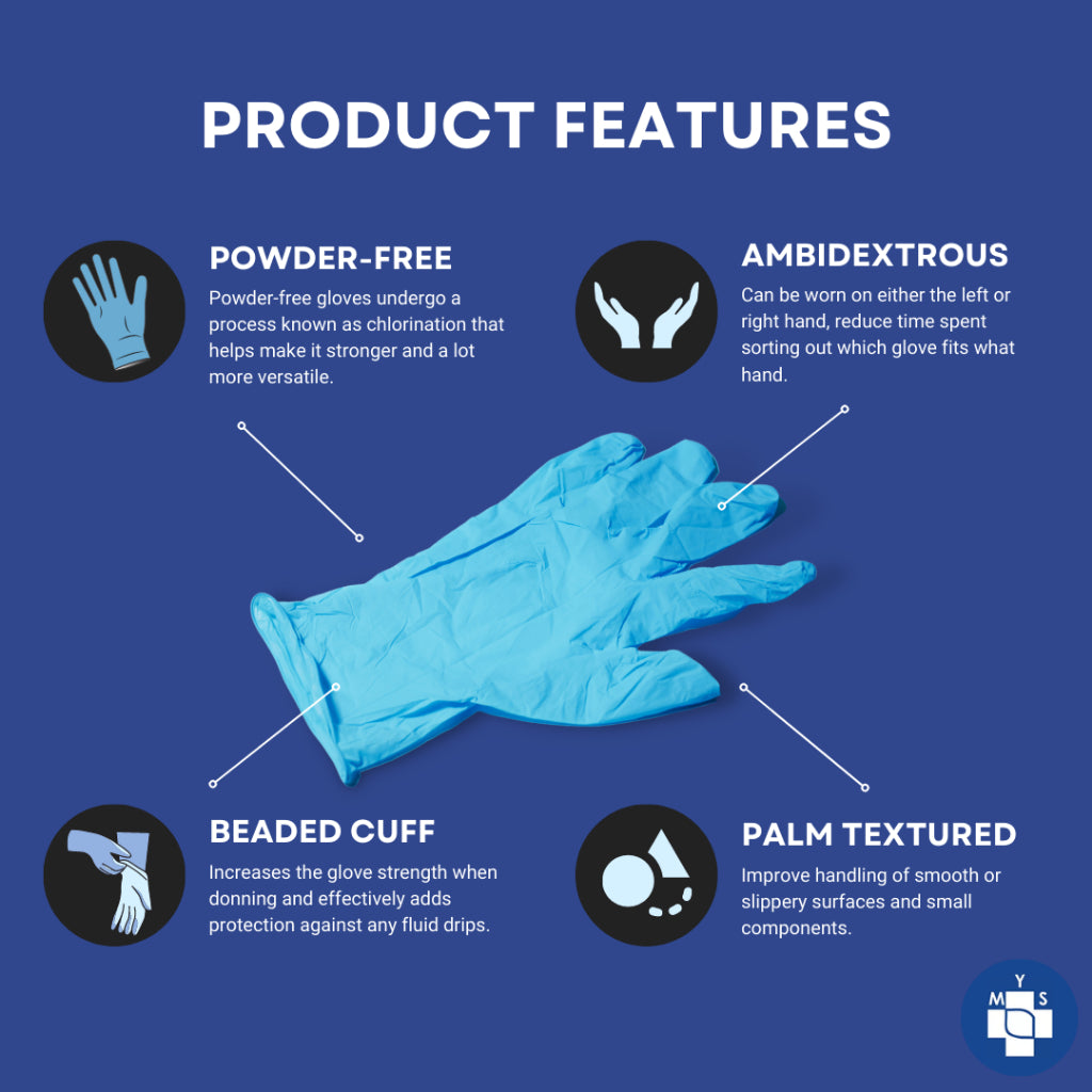[Bundle of 3] ASSURE Soft Nitrile Gloves Powder-Free Blue 100 Pce/Box