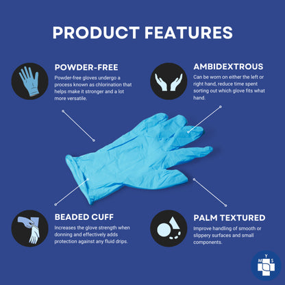 [Bundle of 3] ASSURE Soft Nitrile Gloves Powder-Free Blue 100 Pce/Box