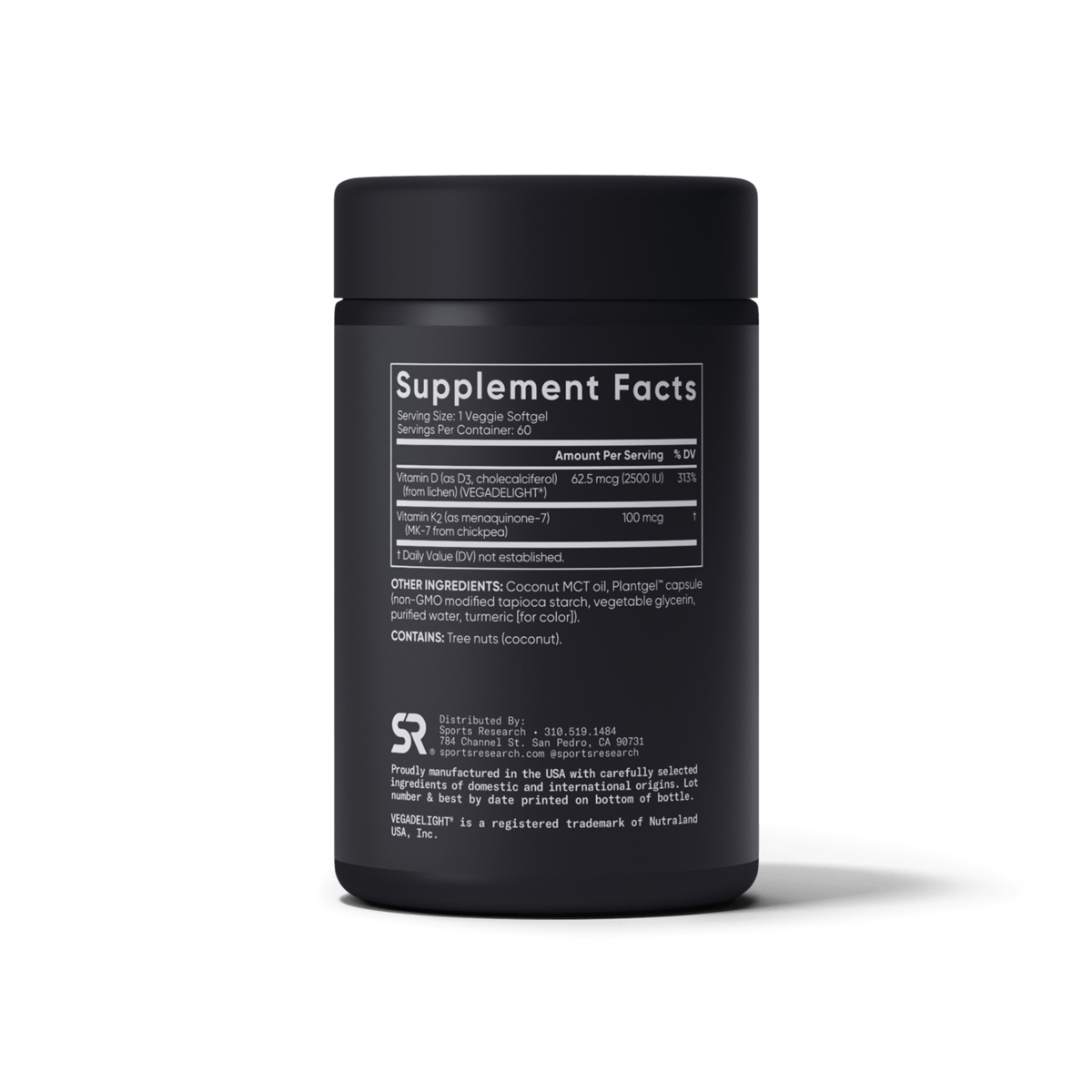 Vitamin D3 + K2 with Coconut MCT Oil by Sports Research