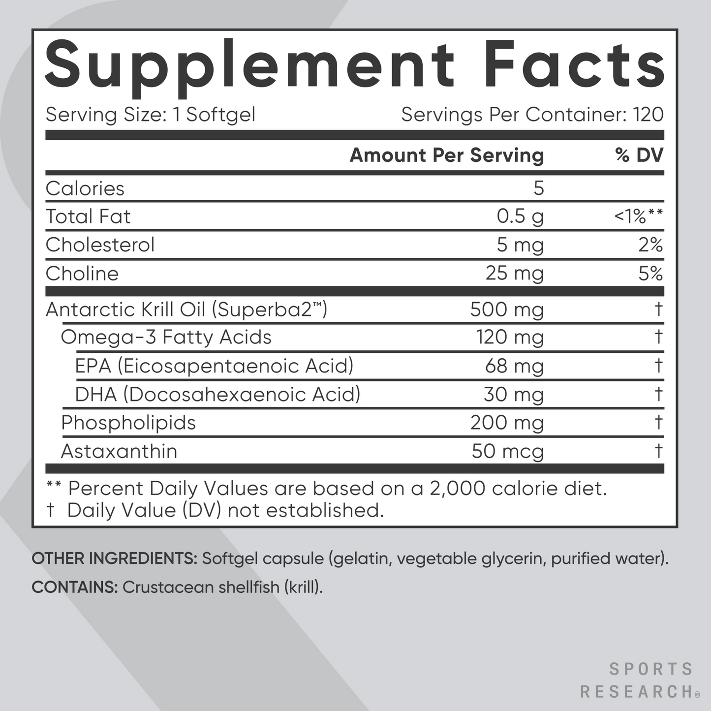 Omega-3 Antarctic Krill Oil Softgels by Sports Research