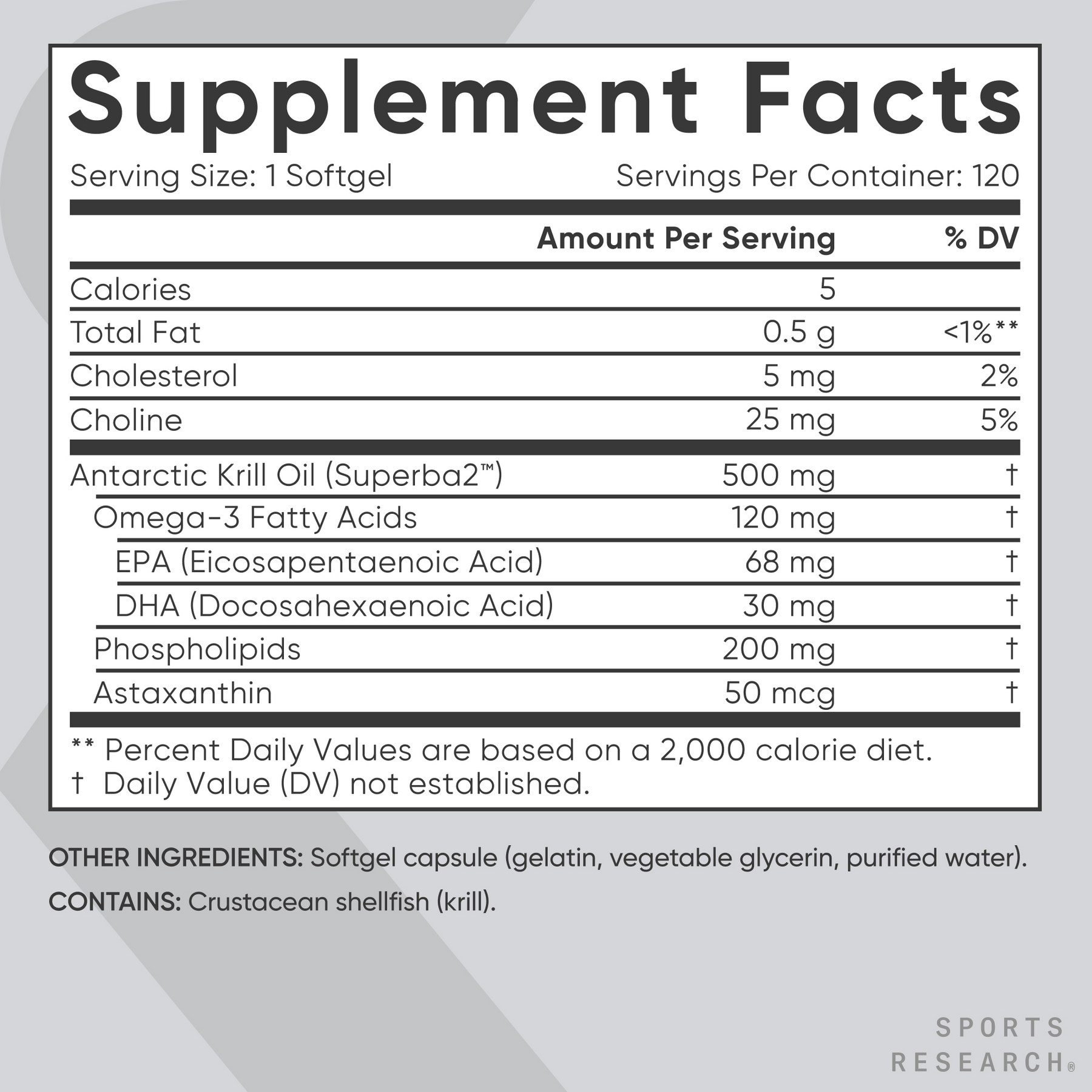 Omega-3 Antarctic Krill Oil Softgels by Sports Research