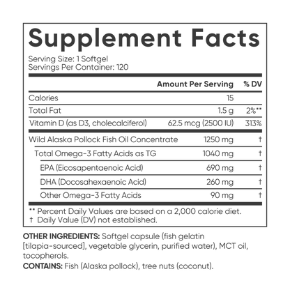 Sports Research Omega3 with Vitamin D3 for Bone and Immunity