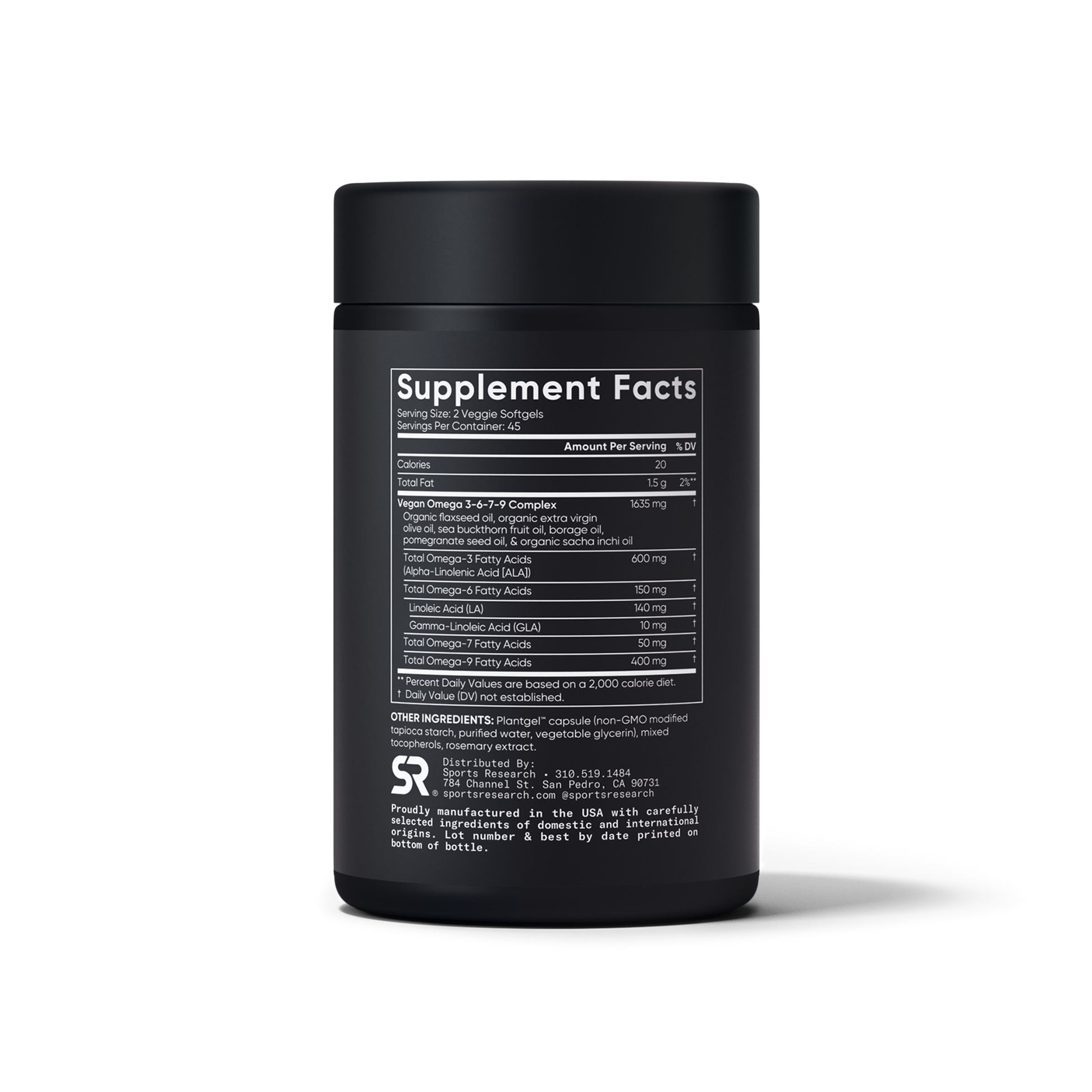 Vegan Omega 3-6-7-9 (90 veggie softgels) by Sports Research
