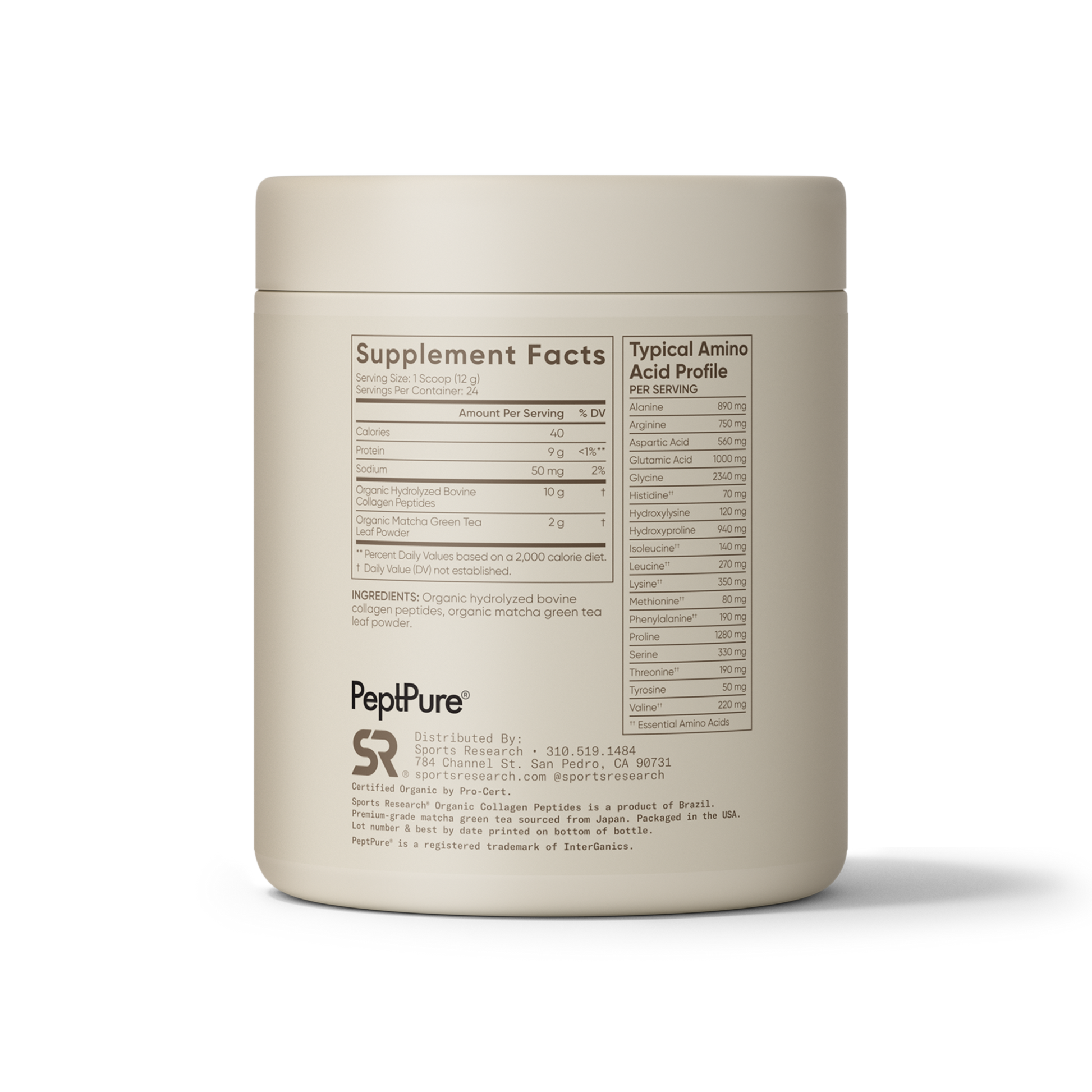 Collagen Peptides Matcha Green Tea (24 Servings) - 10.16oz by Sports Research