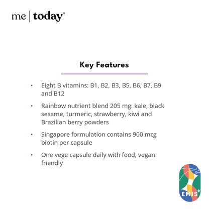 ME Today Super B+ Blend with 8 B-Vitamins and Rainbow Nutrient Blend, Vegan