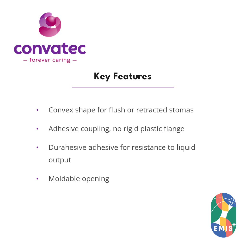 ConvaTec Esteem synergy Durahesive Convex Skin Barrier with Flex key features