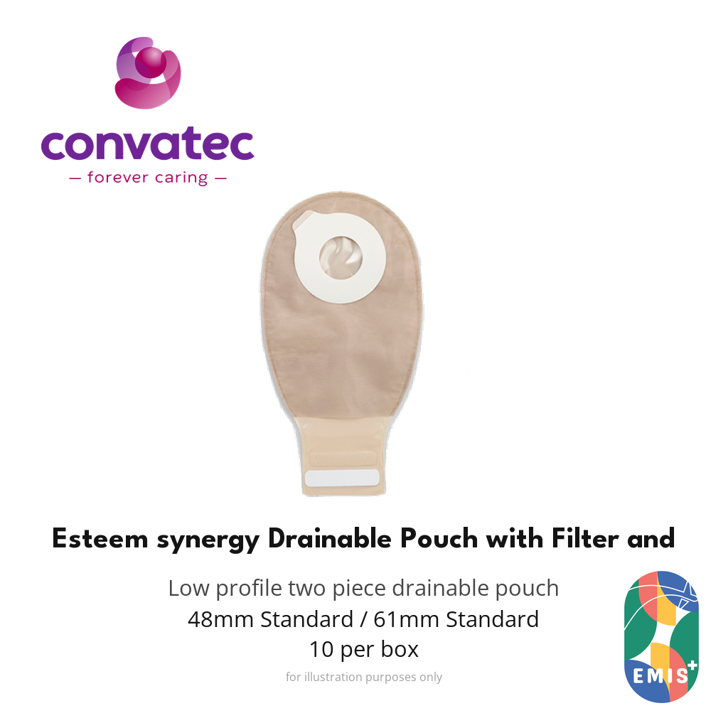 ConvaTec Esteem synergy Drainable Pouch with Filter and InvisiClose, Transparent