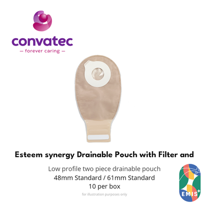 ConvaTec Esteem synergy Drainable Pouch with Filter and InvisiClose, Transparent