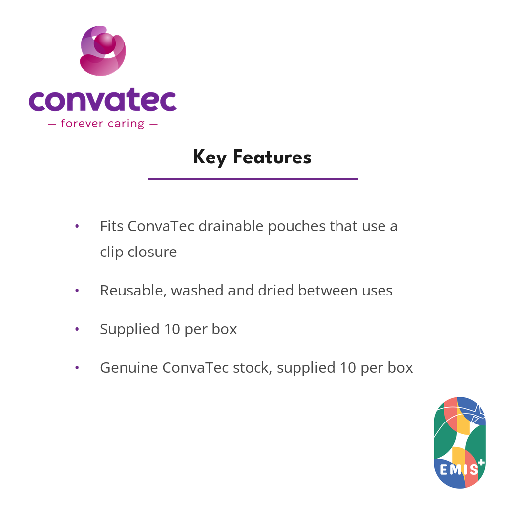 ConvaTec Straight Tail Closure Clips for Drainable Ostomy Pouches key features