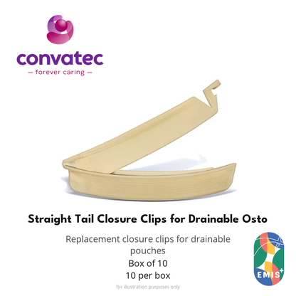 ConvaTec Straight Tail Closure Clips for Drainable Ostomy Pouches