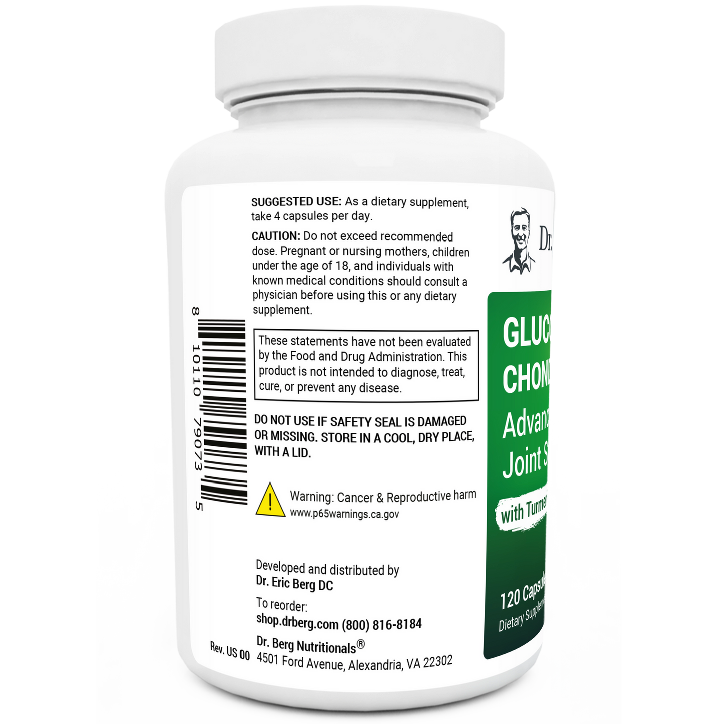 Dr. Berg Advanced Joint Support with Glucosamine, Chondroitin & MSM - 120 Capsules