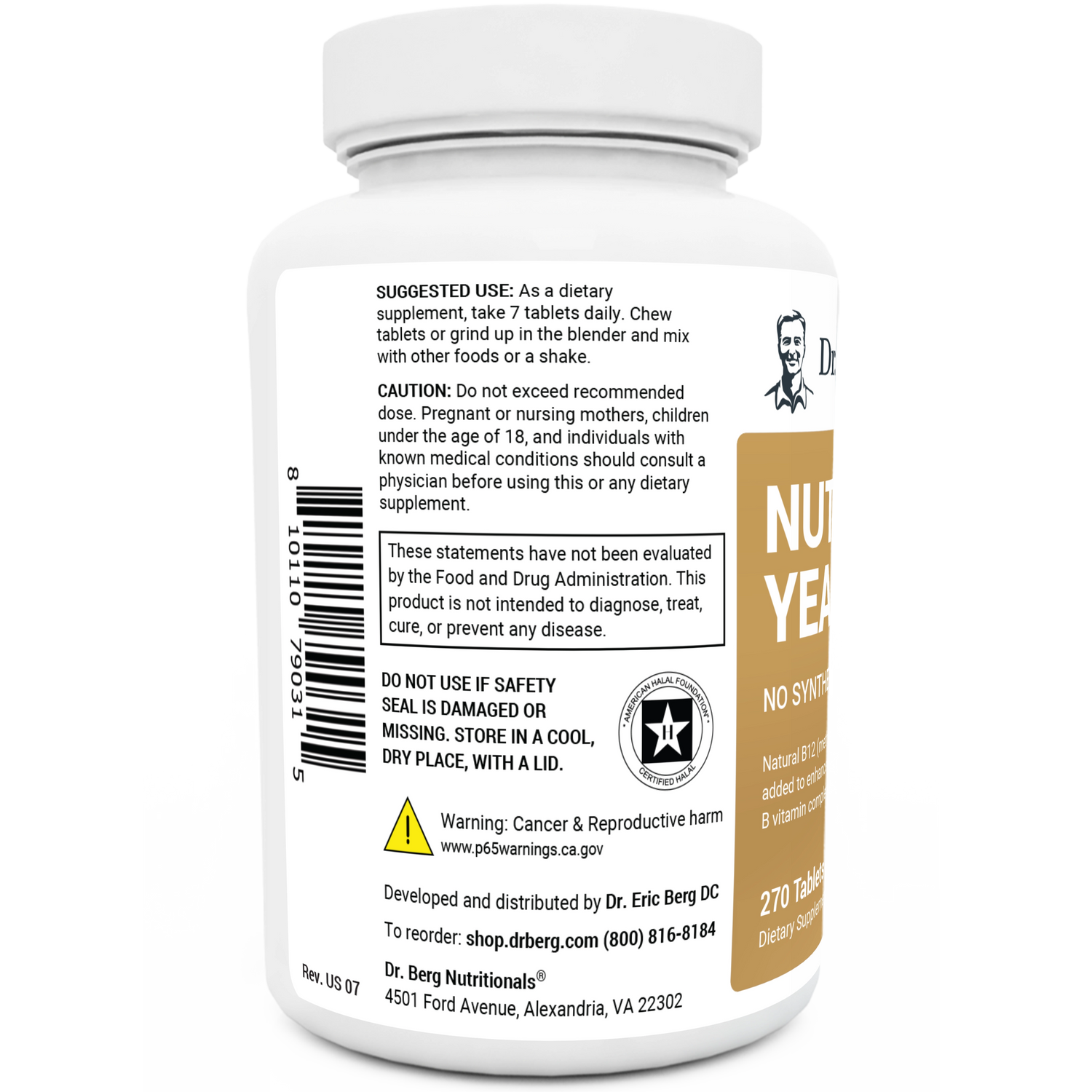 Dr. Berg Nutritional Yeast Tablets - Boost Energy & Keto Adaptation (270 Tablets)