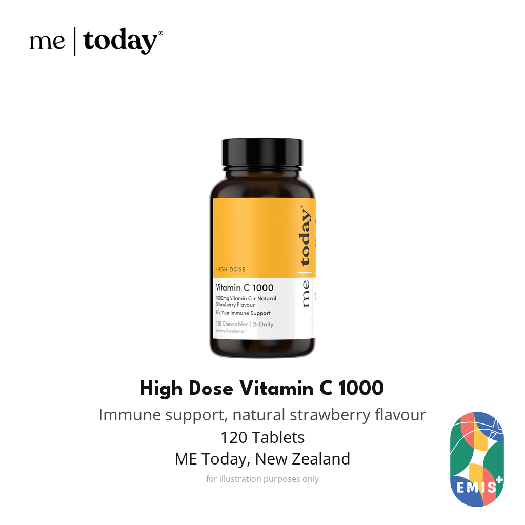 ME Today High Dose Vitamin C 1000mg Chewable, Strawberry, 120 Tablets