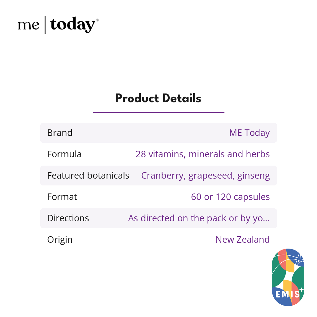 ME Today Women’s Daily Multivitamin with 28 Vitamins, Minerals and Herbs